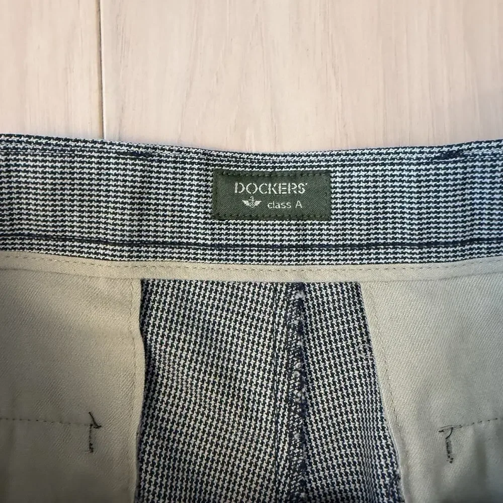 Vintage Dockers Pleated Pants 31 Multicolor Houndstooth 90s New York Luxury